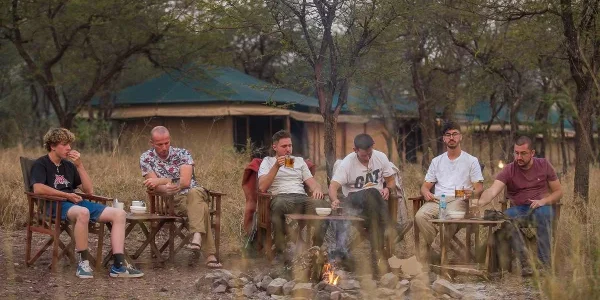 Tukaone Hembe Camp client Enjoy campfire